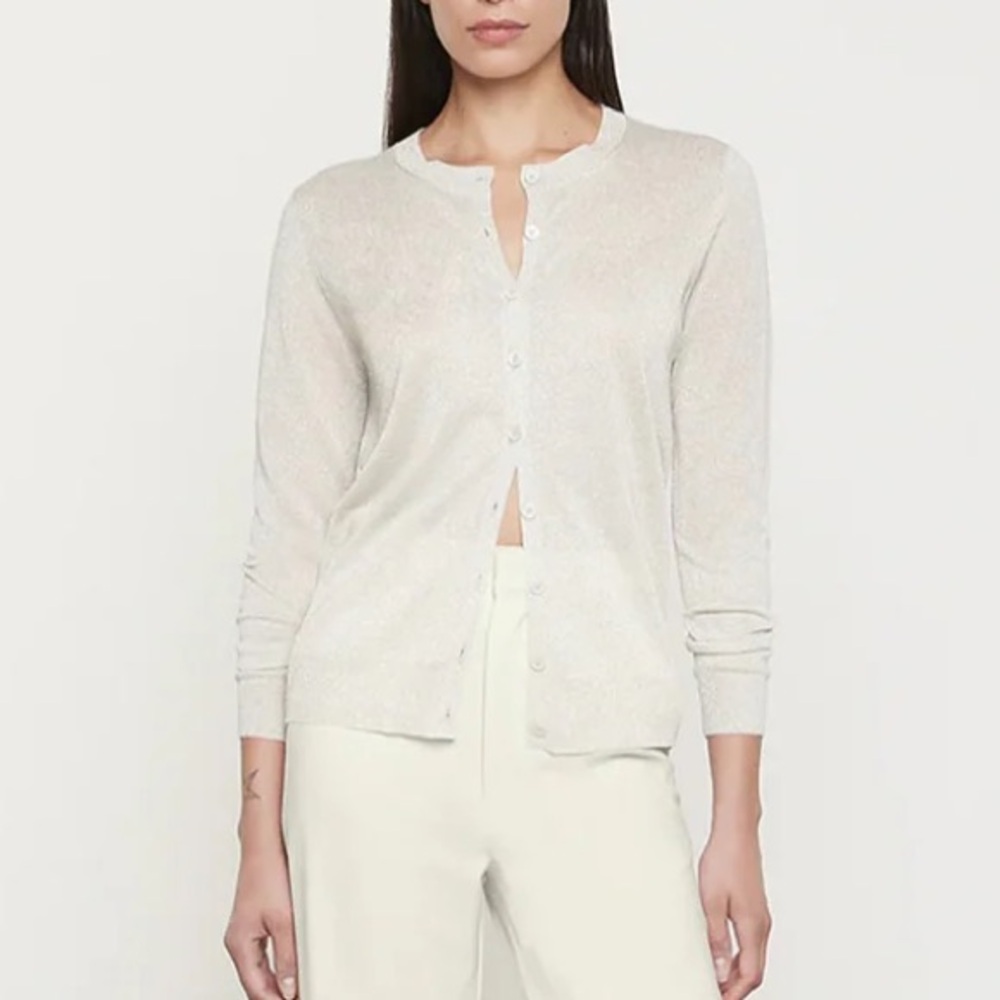Enza Costa lame cardigan in champagne